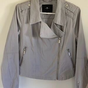 7 for All Mankind Light Gray Cotton Moto Jacket Size Small S in Great Condition!
